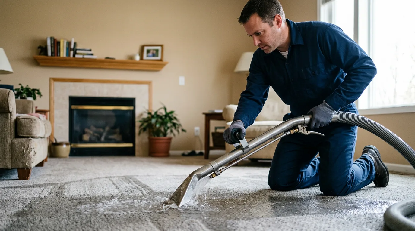 Water damage restoration technician working near Powhatan, VA